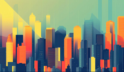 Modern metropolis, with gleaming skyscrapers soaring. Generative AI