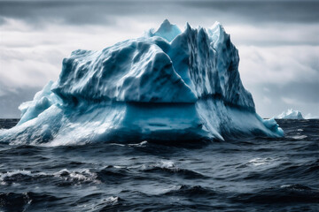 Majestic Iceberg Floating in the Arctic Ocean. AI generated