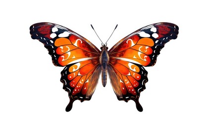 A white background showcases a lone butterfly. (Generative AI)