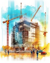 Building construction engineering with modern technology and graphic design. (Generative AI) - 605408522