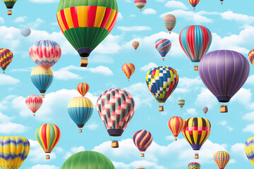 Obraz premium Colorful Hot air balloons floating in the sky. Generative AI