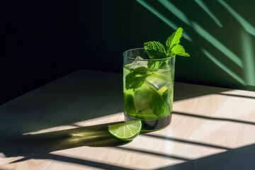 Cold mojito cocktail. Generative AI