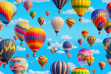 Colorful Hot air balloons floating in the sky. Generative AI