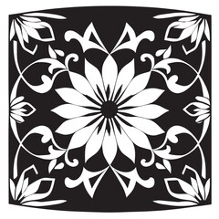 flower design black and white
