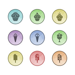 set icons of sweets and confectionery vector