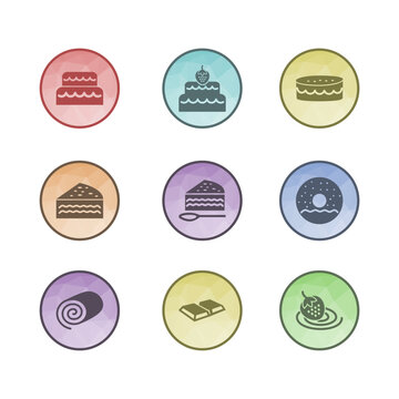 set icons of sweets and confectionery vector