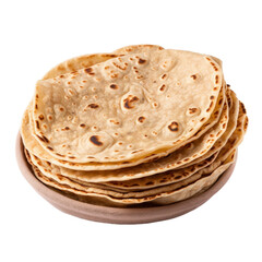 Traditional chapati tortillas isolated on transparent background