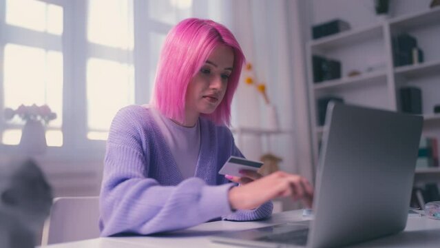 Young woman having problems with credit card, debt or overdraft, card declined
