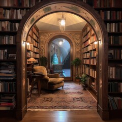 Literary Arch - Unique Book Lovers' Scene created with Generative AI technology