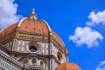 Cathedral of Santa Maria del Fiore in Florence, Italy: detail view of Brunelleschi's Dome.