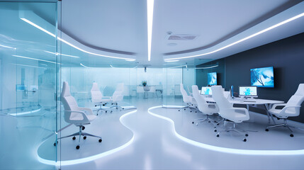 Futuristic Office Spaces. In a world where technology has advanced exponentially generative art