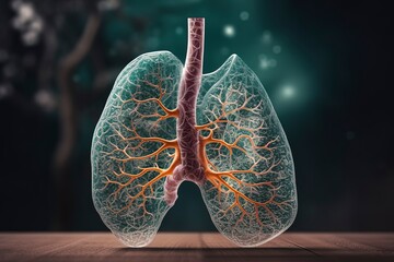 Human Lungs with smoke, Lung disease from smoking, pm 2.5 and air pollution,Human Lung model illness, Lung cancer, and lung disease, Generative Ai - obrazy, fototapety, plakaty