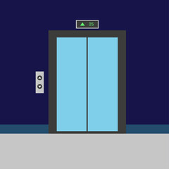 Vector illustration of the closed elevator door. Vector illustration in flat style.	
