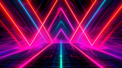 Ethereal Digital Technilogy Neon Triangle Beams of Light, Generative AI