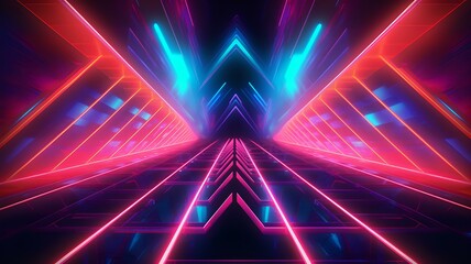Ethereal Digital Technilogy Neon Triangle Beams of Light
