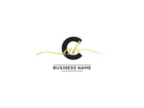 Feminine signature CAB acb logo letter vector with white background