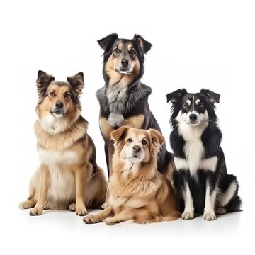 dogs isolated on white background, generate ai