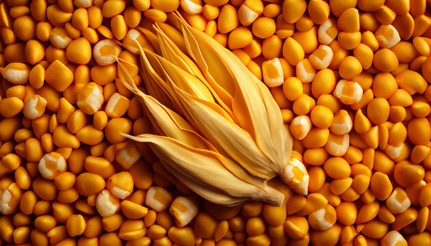 Dried corn background top view full frame Ai generated image