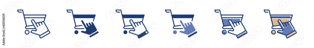 Poster Hand pointer clicking cart icon vector. online purchase product symbol for web and app template design