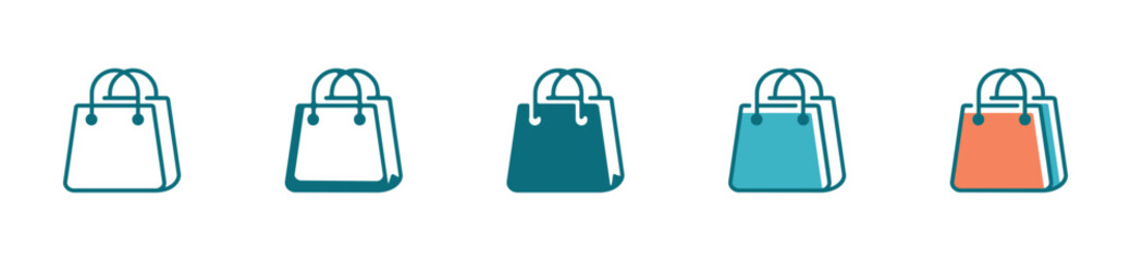 Shopping bag minimalist icon collection online purchase illustration vector simple design