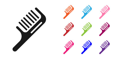 Black Hairbrush icon isolated on white background. Comb hair sign. Barber symbol. Set icons colorful. Vector