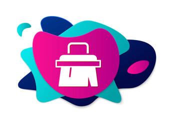 Color Sauna brush icon isolated on white background. Wooden brush with coarse bristles for washing in the bath. Anti cellulite massage. Abstract banner with liquid shapes. Vector