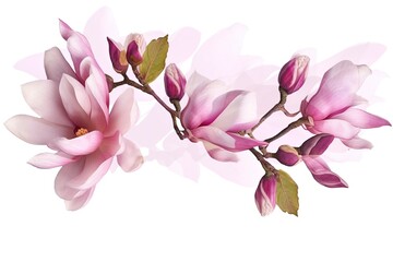 Naklejka na ściany i meble pink magnolia on transparent background , generate ai