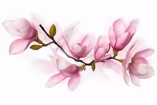 pink magnolia on transparent background , generate ai