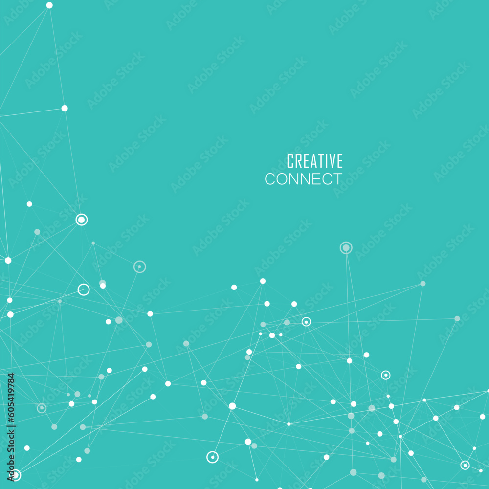 Poster Vector polygonal design with connecting dots and lines. Concept plexus technical background