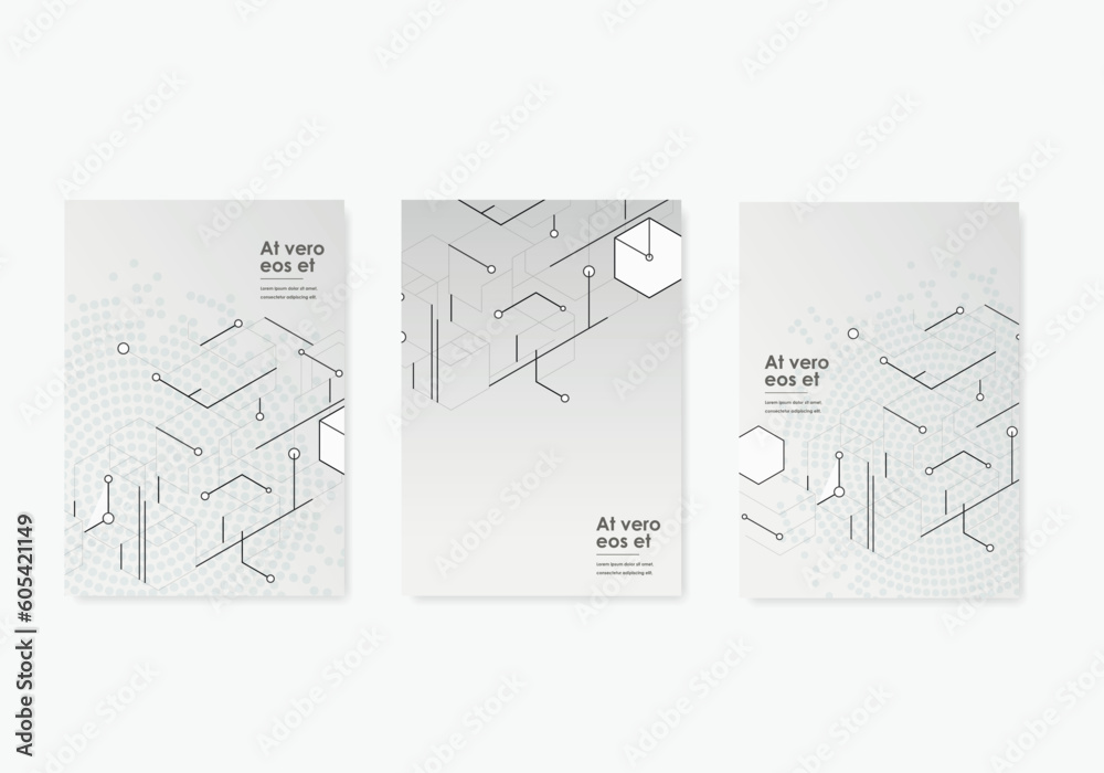 Poster Vector hexagons pattern. Geometric abstract background with simple hexagonal elements. Medical, technology or science design.