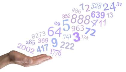 Open palm mature male hand of a numerologist sending a stream of purple lilac random numbers upwards transparent png file
