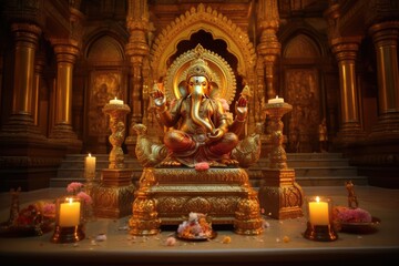 Fototapeta premium Divine Splendor: Captivating Image of Lord Ganesha, generative AI
