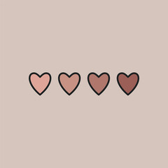 Brown hearts with border. Vector