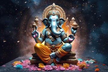 Divine Splendor: Captivating Image of Lord Ganesha, generative AI - obrazy, fototapety, plakaty
