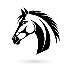 Logo template featuring a stylized black and white horse head on a white background
