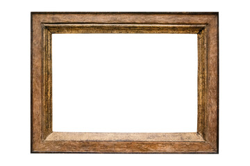 Dirty grunge brown photo frame old dirty scratched wooden distressed