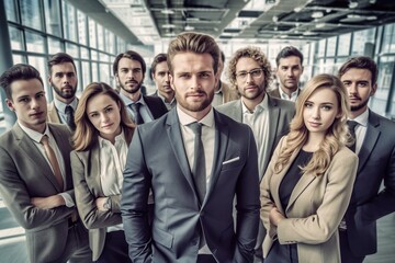 An illustration of a group of business people ,  AI Generated