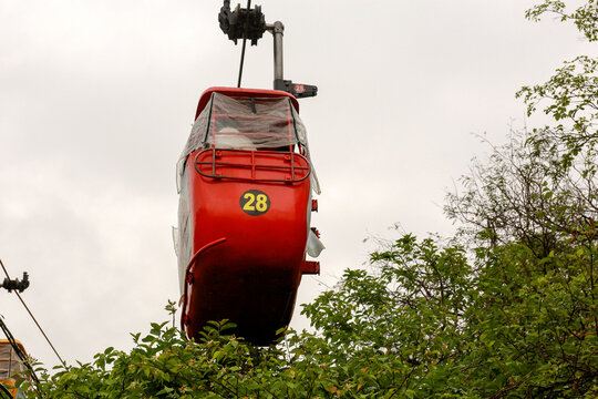 Cable car transporting people Haridwar to Mansa Devi temple in Uttarakhand, India. 