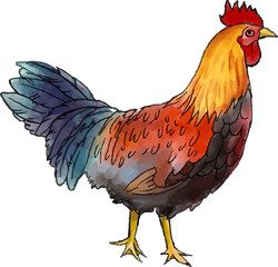 Chicken watercolor illustration