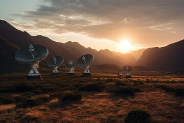 Radio telescope array on a remote mountaintop, Generative AI