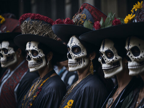 portrait of a mexican catrina, day of the dead