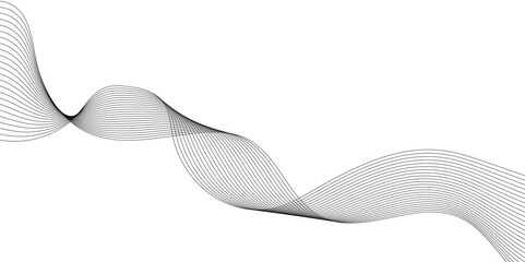 Abstract grey smooth element wavy modern curve lines on transparent background. Digital frequency track equalizer. Abstract frequency sound wave lines, twisted curve lines and technology background.