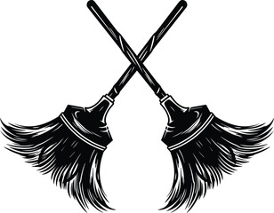 Broom Logo Monochrome Design Style
