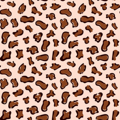 Seamless leopard skin vector pattern for textile, fabric, wallpaper, wrapping paper, design, and craft. Fashion. Cheetah, cougar, leopard skin, animal print.