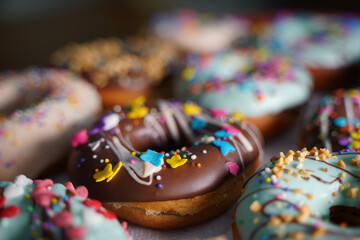 Fototapeta na wymiar donuts de chocolate com confetes