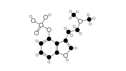 psilocybin molecule, structural chemical formula, ball-and-stick model, isolated image psychedelic prodrug
