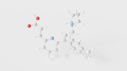 acrivastine molecule 3d, molecular structure, ball and stick model, structural chemical formula h1-receptor antagonist antihistamine