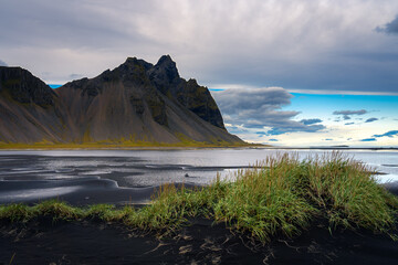 Vestrahorn mountain at Stokksnes black beach in south east Iceland