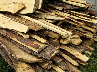 Pile of different wooden planks