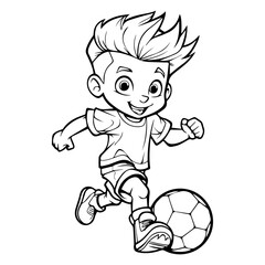 Coloring page boy playing soccer